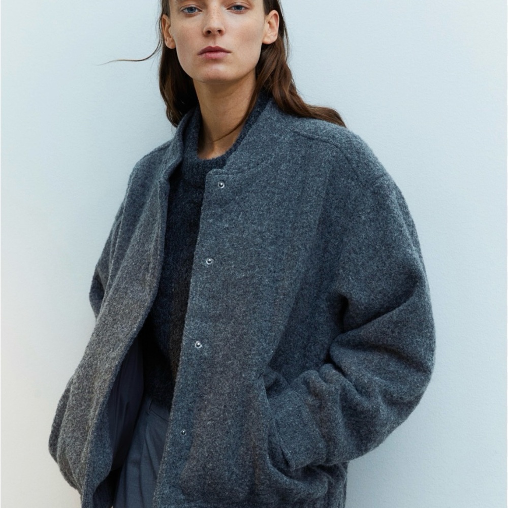 H&M Charcoal wool blend  Bomber Jacket